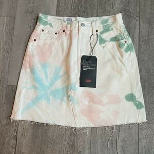 Levis Denim Skirt Womens‎ 27 High Rise Tie Dye Deconstructed Premium 778820028
